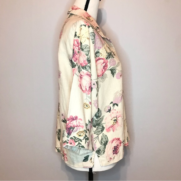Carol Anderson Collection Linen Vintage Floral Button Blazer Jacket Size Medium - Picture 12 of 16